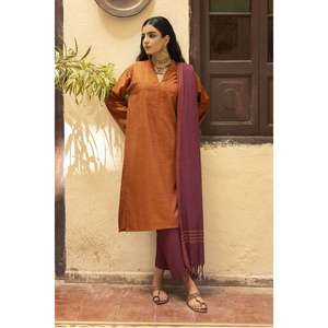 Conjunto de Camisa, Pantalón y Dupatta Teñidos con Hilo para Uso Diario-WGK-YDS-DE-2558 - Product Image 3