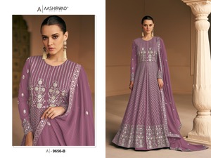 Las secuencias de bordado de desgaste tradicional indio funcionan con Choli Back Side Work Almora Salwar Kameez Suit - Product Image 3