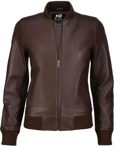 Veste en cuir de Style universitaire classique pour femmes-Mode décontractée coupe-vent Moto Biker Veste bombardier en cuir véritable pour femmes - Product Image 1