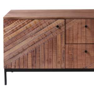 Modern Herringbone Mango Wood TV Stand with Metal Legs Contemporary Living Room Furniture High Quality Storage <b>Unit</b> 10 Pcs - Product Image 5