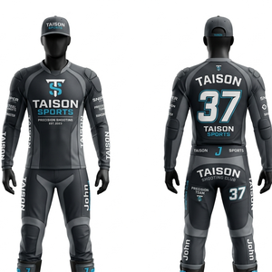 Maillot de Tir pour Hommes Premium 180 GSM Micro Polyester Respirant Bleu Noir Rouge Design à Panneaux Sublimation Broderie Logo Personnalisé - Product Image 3