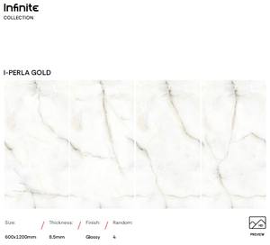 Carreaux en porcelaine polie de couleur blanche avec motifs de veines multicolores 600x1200mm Finition brillante Carreaux pour salon Maisons Hôtels Sport - Product Image 4