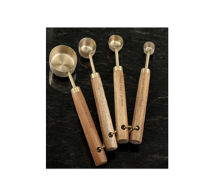 Cuchara medidora de latón de mejor diseño para seco/líquido/ingredientes Cucharas medidoras de té de aspecto moderno Mango de madera - Product Image 4