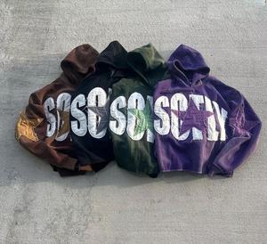 Survêtement de qualité supérieure, style unique, logo personnalisé, lavage à l'acide, broderie usée, survêtements tendance, 100% coton - Product Image 4