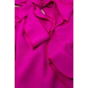 Haut en mousseline rose sans manches avec détails volantés et silhouette évasée, col montant - Product Image 2