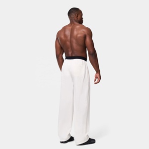 Pantalones de chándal de lana personalizados para hombre, con logo en blanco, de rizo, al por mayor, para gimnasio, fitness, casual, de cintura media, transpirables, de punto. - Product Image 4