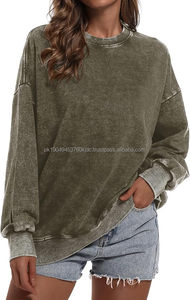 Sudadera Holgada de Algodón para Mujer con Cierre, Manga Larga, Cuello Redondo, Bolsillo, Estilo Vintage, Corte Holgado - Product Image 3