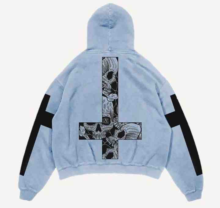 Clothing Manufacturer Custom 100% Terry Cotton All Over Screen Print Unisex Hoodies Vintage Sky Blue Oversized Men's Hoodies
