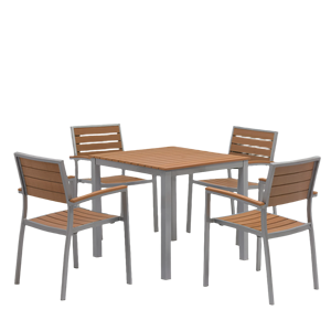 Poltrona da Giardino in Teak con Telaio in Alluminio e Doghe in Legno Plastico (22 L x 33 A) - Product Image 2