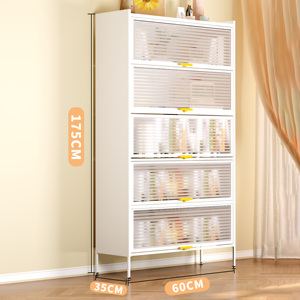 Conteneurs de rangement de cuisine, étagère à <span class=keywords><strong>micro</strong></span>-ondes multi-niveaux au sol, buffet, rangement et organisation à domicile, casiers de rangement avec porte - Product Image 5