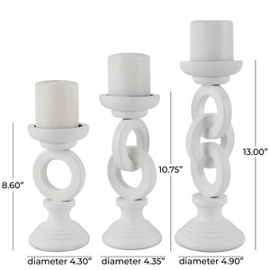 Wooden <b>Candle</b> <b>Holder</b> White Chain Design for Living Room Decor Clean Look Tabletop Decorative Home Styling Wholesale From India - Product Image 3