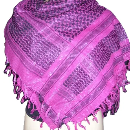 Diseño geométrico patrón cuadrado árabe lurex bufanda árabe Arafat algodón Shemagh Keffiyeh Palestina jacquard bufanda