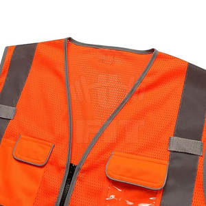 เสื้อกั๊กก่อสร้างตาข่ายโพลีเอสเตอร์ Hi-VIS กันน้ำดีไซน์ใหม่พิมพ์โลโก้ได้ตามต้องการ - Product Image 5