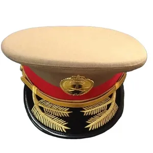 großhandel 2024 OEM Offizieruniform Spitzenkappen Großhandel Offizierkappe und -Mütze mit Aufnäher-Patch mit individueller Farbe und Größe