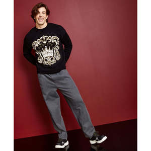 Maglione da Uomo Royalty by Maluma, Taglia Grande, Nero, in Jacquard Birdseye con Logo, Vestibilità Comoda e Decorazione Ricamata - Product Image 4