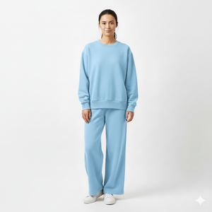 Conjunto de Sudadera Oversize y Pantalones Anchos de Invierno para Mujer de Alta Calidad, OEM, Dos Piezas, Color Sólido, Ecológico, Suave, Cómodo, Informal, de Algodón - Product Image 3