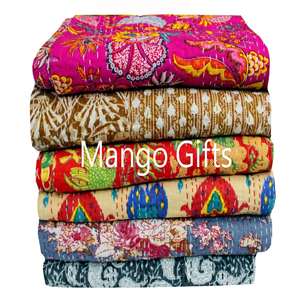 Ensemble de couette Kantha en coton d'été, taille double, couvre-lit/plaid, literie patchwork douce, lot de 7 pièces - Product Image 1
