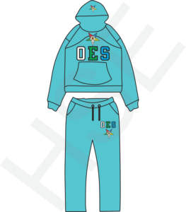 Conjunto de Dos Piezas con Logotipo OES |   Conjunto de Sudadera con Capucha y Pantalones Deportivos Multicolores para Mujer - Product Image 1