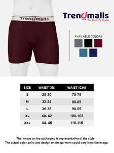 Trendmalls Hombre Birla Micro Modal Boxer Peinado Microfibra Elastano Stretch Solid Boxer (Vino) - Product Image 6