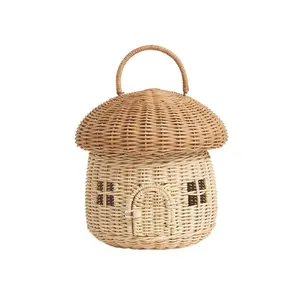 Nouvelle tendance chaude rotin champignon maison Mini panier de rangement jouets pour enfants en gros décoratif de King Craft Viet
