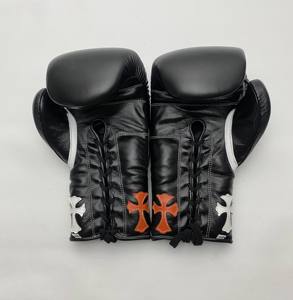 Guantes de Boxeo Negros con Cordones Dorados, Totalmente Personalizables, de Cuero Genuino, para Entrenamiento de Kick Boxing, Gran Venta - Product Image 6