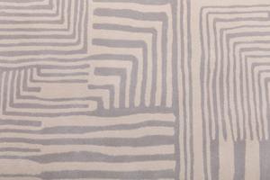 Alfombra de diseño gráfico hecha a mano líneas irregulares colores sutiles 100 por ciento pelo cortado de lana de Nueva Zelanda alfombra moderna de lujo regalo - Product Image 2