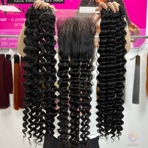 Paquets de cheveux humains Remy vierges vietnamiens noirs naturels 24/26/28 pouces Style personnalisé vague profonde lâche avec 3 paquets - Product Image 6