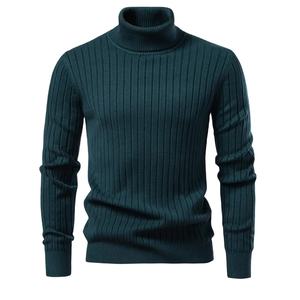 Suéter de Cuello Alto para Hombre, Color Sólido con Rayas, Jersey de Punto Cálido, Prenda Básica Informal de Invierno, Suéter Masculino de Alta Calidad - Product Image 5