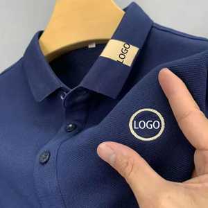 Polo de hombre de manga corta de nuevo estilo de negocios con cuello, color puro casual, camiseta bordada de moda - Product Image 1