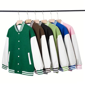 แจ็คเก็ตเบสบอลแบบวาร์ซิตี้สำหรับผู้ชาย ปรับแต่งได้ มีแขนเสื้อ โลโก้หลากสี สไตล์ฮิปฮอป สำหรับฝึกซ้อมกีฬา ดีไซน์แบบเลตเตอร์แมน - Product Image 1