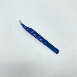 Pince à épiler d'extension de cils Plasma bleu poignée de coupe de diamant durable pince à épiler en acier inoxydable Logo personnalisé ensemble de pinces à épiler à pointe de fibre - Product Image 2