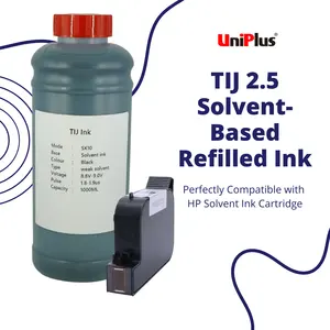 Uniplus TIJ 2.5 Encre noire à base de solvant à séchage rapide hp Encre de recharge 1000ml une bouteille pour cartouche d'encre à solvant 2580 2588 2590