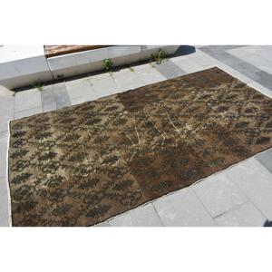 4.7x8.5 ft Turkish Rug, Vintage Area Rug, <b>Brown</b> Black Animal Print <b>Wool</b> Rug - Product Image 4