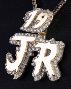 925 argent Sterling luxe Hip Hop Style Moissanite diamant 19-JR lettre nom pendentif pour hommes et femmes - Product Image 3