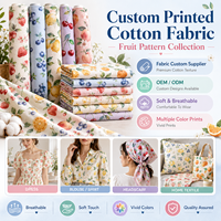 Tissu à motif de fruits personnalisé, impression numérique OEM ODM, plusieurs bases pour robe, écharpe, sac, textile de maison, petit MOQ