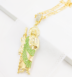 Gold Plated Religious <strong>St</strong> <strong>Jude</strong> Pendant with Diamond Hip Hop Brass Jewelry Accessory for Christian <strong>Gifts</strong> - Product Image 5