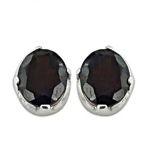 Boucles d'oreilles clous tendance pour femme en argent avec pierre précieuse foncée taille poire, bijoux en or 18 carats, cadeau, options or blanc et or jaune - Product Image 3