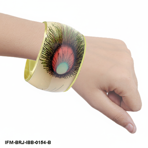 Bracelet en laiton artisanal avec plume de paon en émail Art vintage Style ethnique indien Kada Bracelet pour femmes - Product Image 6