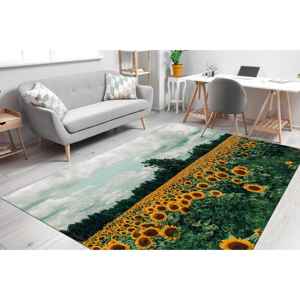 Tapis paysager champ de tournesols, tapis imprimé nature, facile à nettoyer, tapis doux non tissé - Product Image 2