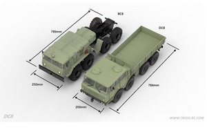 CrossRC DC8 1/12 <span class=keywords><strong>8x8</strong></span> Kit de <span class=keywords><strong>camion</strong></span> brossé <span class=keywords><strong>Tatra</strong></span> Châssis de colonne vertébrale Transmission à 2 vitesses Échelle à engrenages en métal lourd RC Crawler - Product Image 5