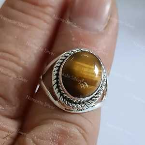 925 Sterling <b>Silver</b> Handmade Tigers Eye Boho <b>Ring</b> Women's Natural Oval <b>Silver</b> <b>Statement</b> <b>Ring</b> for Gift - Product Image 5