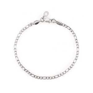 Pulsera Figaro de 3 mm en Plata, Oro de 14K, Oro de 18K, Oro Rosa, Acabado en Rodio y Chapado en Oro con Diamantes, Perlas y Dijes - Product Image 5