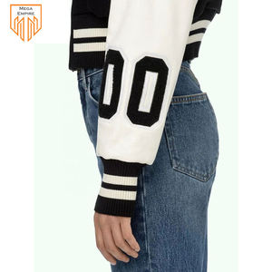 OEM logotipo personalizado recortada invierno béisbol lana Letterman mujeres Varsity chaquetas bordado transpirable manga de cuero de moda - Product Image 5