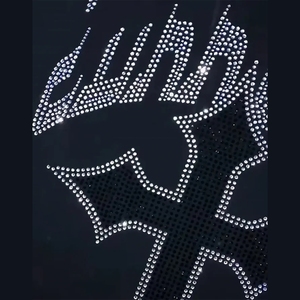 Top Applique Embroidery Distressed Hoodie <b>Rhinestone</b> Zip up <b>Jacket</b> Acid Wash Vintage Washed Men Fleece Streetwear Hoodie - Product Image 5