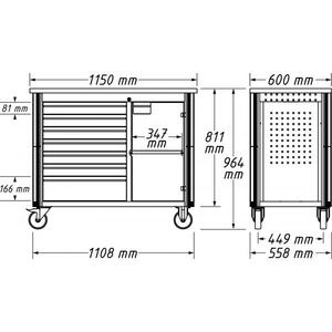 Banc de travail mobile Hazet avec 8 tiroirs vides, armoire à outils - Product Image 2