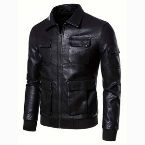 Chaqueta de piel de oveja auténtica de diseño personalizado más vendida chaqueta de cuero de moda clásica negra para hombre envío DDP - Product Image 1