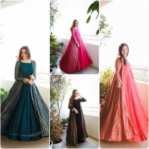 Ropa de fiesta de lanzamiento, conjunto de Bata y Chaqueta larga, tela de Georgette bordada, trabajo en chaqueta de manga larga - Product Image 4