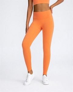 Leggings de gymnastique pour femmes taille haute pantalon de Compression de Yoga doux pour l'entraînement sportif athlétique Legging d'entraînement tricoté de couleur unie - Product Image 3