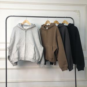 Proveedor a granel de algodón de lana con cremallera sudaderas con capucha su tienda única para todo tipo de impresión Drop Shoulder Zipper Hoodie para hombres - Product Image 2