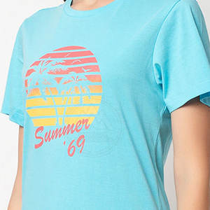 T-shirts décontractés à motif solide pour femmes Top Sale Wholesale Soft Plain Cotton with Front Logo Screen Printing - Product Image 2